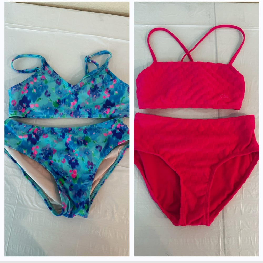 Floral Blue Bikini and pink